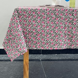 Printed Floral Cotton Tablecloth Pink <b>Black</b> White Classic Style Washable Home Use <b>Table</b> <b>Cover</b> Eco-Friendly Dustproof Modern Home - Product Image 2