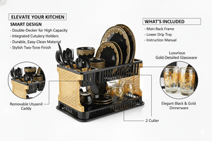 Organizador de fregadero de cocina sobre encimera con escurridor, soporte para cubiertos para platos y tazones, uso doméstico - Product Image 2