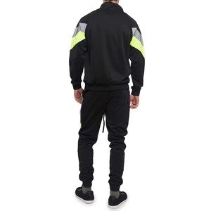 Ensemble de survêtement réfléchissant noir pour homme, design sportif à fermeture éclair intégrale, blocs de couleur, en polyester, pour l'automne, avec poches latérales - Product Image 4