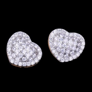 1.50 Carat Natural Stone Heart-Cut Channel Set <b>Stud</b> Earrings Freshwater Pearl 18K Yellow Gold Plated Luxury Jewelry (IGI - Product Image 5