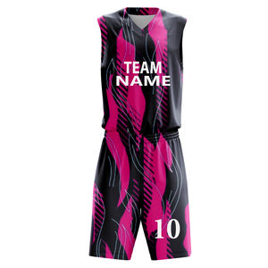 Maillot de basket-ball personnalisé unisexe, ensemble 2 pièces, 100% polyester, respirant, évacuant l'humidité, séchage rapide, col en V, vêtements d'entraînement pour adultes - Product Image 4