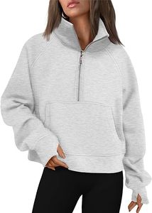 Sudadera con capucha de peso pesado para mujer con media cremallera y lavado ácido, sudaderas oversize personalizadas para mujer - Product Image 2
