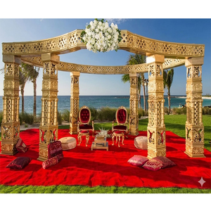 Mandap Dorado para Bodas Indias, Hermoso Diseño, Fabricante de Mandaps para Bodas Indias, Decoración de Mandap Dorado al por Mayor en el Reino Unido - Product Image 1