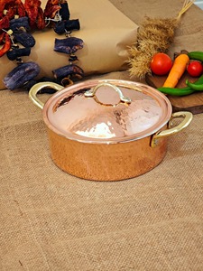 Most Selling Hammered Copper Soup <b>Pot</b> with <b>Lid</b> Double Handle Vintage Design Oven Safe for Gas and Induction Cooker - Product Image 5