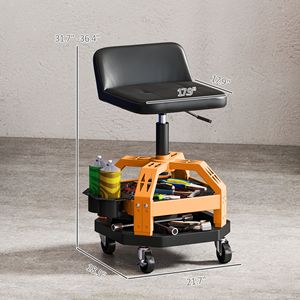 Sgabello da Officina Giallo con Capacità di 300 LBS, Ruote a 360 Gradi e Vassoio Portautensili, Altezza Regolabile - Product Image 3
