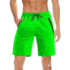 Pantalones cortos tipo bermuda de punto de color liso para hombre con cordón en la cintura y bolsillos, ropa informal - Product Image 4