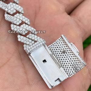 Hot Selling Iced 12mm 7inch Cuban Link Pass Moissanite Tester Hip Hop Children's 925 Silver Rhodium Plated Trendy Bracelet - Product Image 2