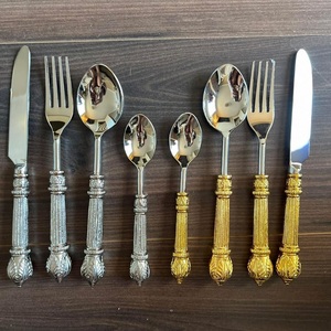 Premium Handcrafted Decorative Metal Cutlery 4-Piece/8-Piece Luxury Spoon Fork and Knife Set <b>Flatware</b> for Fine Dining - Product Image 1
