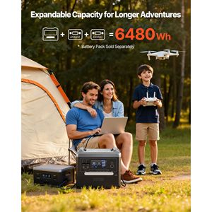 <b>Portable</b> 2400W Power Station 2PCS 200W Foldable Solar Panels & 2160Wh Expandable LiFePO4 Battery <b>AC</b> Features 2048wh Capacity - Product Image 4
