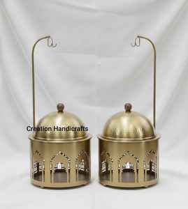 Boîte de rangement décorative en métal argenté de luxe avec couvercle, gravée en arabe, pour bonbons, fruits secs, bijoux, décoration pour la maison et les cadeaux - Product Image 2