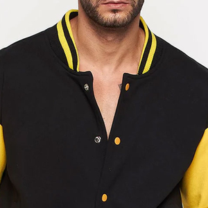Customize Wholesale Men's Blank Winter Coats Letterman Team <b>Plain</b> Varsity Jackets Geometric Stand Collar - Product Image 3