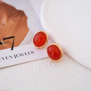 Natural Carnelian Smooth Oval Gemstone Earrings 925 <b>Sterling</b> <b>Silver</b> Gold Plated <b>Stud</b> Earrings Fine Jewelry For Women Fashion - Product Image 5