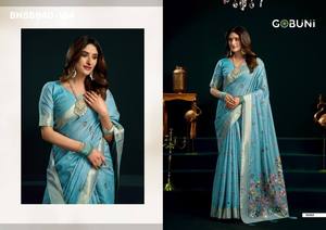 Colección Premium de Sarees y Blusas de Algodón Muga de Calidad de Exportación India con Bordado Mina y Borde Zari - Proveedor de Surat - Product Image 3