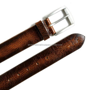 Elegante cinturón informal de cuero de moda para hombres hecho a mano con cinturón vaquero de cuero de grano de alta calidad con cierre de hebilla ajustable - Product Image 5