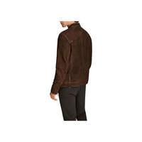 Chaqueta de Cuero Leathertex para Hombre, Hecha a Mano, de Gamuza de Oveja Color Chocolate, Estilo Café Racer, Edición Clásica Minimalista, Talla Grande para Verano