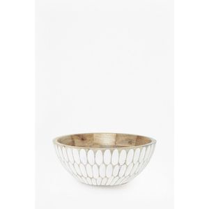 Lot de bols ronds en émail et bois pour la cuisine - Ensemble de bols de service en acacia de 12 pouces grande capacité, vaisselle durable de qualité alimentaire - Product Image 4