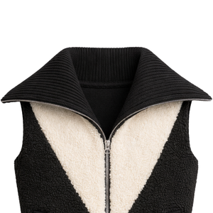 Chaleco de lana sherpa para mujer, sin mangas, para invierno, con cremallera frontal, paneles en contraste, cálido, informal, a la moda. - Product Image 6