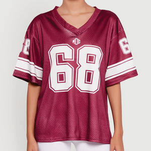 Maillot de football américain surdimensionné en maille respirante pour femme, col en V, en polyester, pour la vente en gros, tenue d'équipe personnalisée, fournisseur USA - Product Image 1