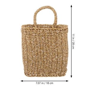 Cesta Colgante de Mimbre Rústica Vintage de Primera Calidad, Estilo Bohemio Contemporáneo, Hecha a Mano, Decorativa, para Flores, Decoración de Pared para Bodas - Product Image 3