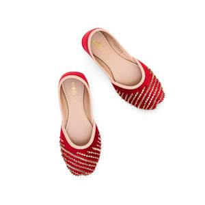 Maroon Fancy Khusa Flats para Niñas KD2241 - Product Image 1