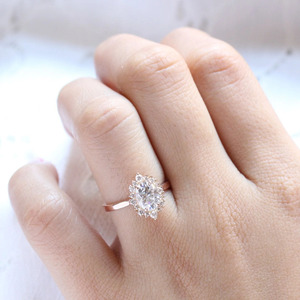 แหวนหมั้นเพชรรูปวงรีสีโรสโกลด์ประดับเพชรแล็บโกรว์ - Product Image 4