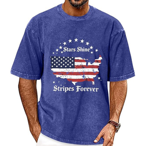 T-shirt vintage 100% coton, impression logo personnalisée, grammage lourd, style streetwear, effet délavé, coupe ample pour homme - Product Image 1