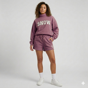 Conjunto de Pantalones Cortos y Top de Cuello Alto para Mujer, Estilo Informal, Cálido, Cómodo, Elegante, para Uso Diario - Product Image 1