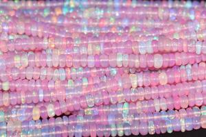 Perles rondes d'opale éthiopienne rose 4-5 mm, 16 pouces, brin de pierres précieuses lisses pour la création de bijoux - Product Image 6