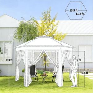 ศาลาพักผ่อนกลางแจ้งและศาลาทรงหกเหลี่ยมพร้อมหลังคาบังแดดเพื่อการพักผ่อนและความสบายที่ดียิ่งขึ้น - Product Image 6