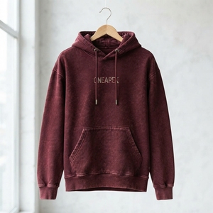 Custom <b>Burgundy</b> Rhinestone Logo <b>Hoodie</b> <b>Men's</b> Pullover Sweatshirt Premium Streetwear Hooded Sweatshirt - Product Image 4