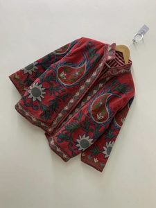 <b>Women</b> Velvet Suzani Jacket Embroidered Floral Regular <b>Coat</b> Vintage Oriental Style Autumn/Winter Casual Wear Cotton Filled - Product Image 3