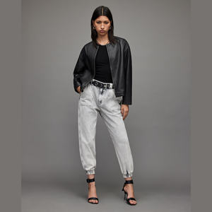 Veste en cuir pour femme, écologique, en cuir de vache imprimé et brodé, style motard, hiver, mode décontractée, col rabattu - Product Image 5