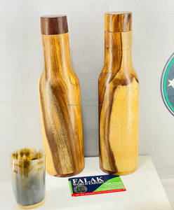 Bouteille d'eau 100% en bois pur, écologique, faite à la main, sensible à la température, étanche, isolation thermique 24h, santé ayurvédique - Product Image 2