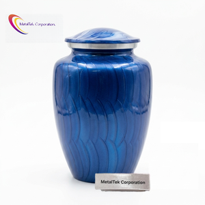 Handcrafted Blue Cremation Urn For Adults Ashes Secure Thread Lid Export Quality Funeral Memorial Decorative Burial Red Urns Jar - Product Image 1