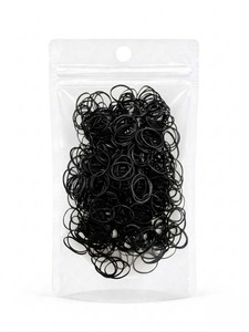 Élastiques à cheveux Unibond TPU noirs, en caoutchouc élastique, fabriqués en Corée, style simple, unisexe, usage quotidien, emballage en sachet OPP. - Product Image 2