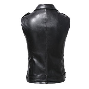 Chaleco de cuero sin mangas estilo punk rock para hombre, chaleco de cuero ajustado para motocicleta, chaleco informal de cuero PU ajustado - Product Image 2