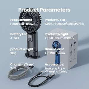Mini ventilateur portable à clip pliable rechargeable 5000 mAh, ventilateur de cou rafraîchissant en nylon - Product Image 3
