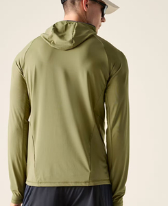 Sweat-shirt léger à capuche pour homme, vert olive, manches longues, coupe ajustée, tricoté, séchage rapide, décontracté, pour le printemps, prix abordable, 160 g - Product Image 2