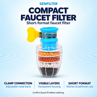 Filtre à eau pour robinet avec charbon actif et billes minérales, fixation manuelle pour cuisine, salle de bain et camping-car