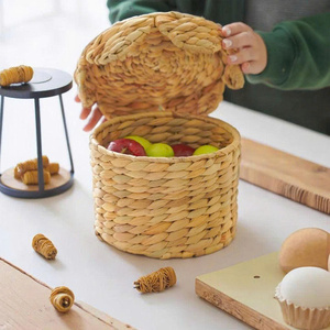 Eco-Friendly Multifunction Woven <b>Storage</b> <b>Box</b> Scallop Water Hyacinth Design Lid for Home Kitchen Organization - Product Image 4
