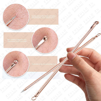 Ensemble d'outils d'extraction d'acné en acier inoxydable de qualité supérieure, 4 pièces, kit professionnel pour éliminer les points noirs, pour le soin de la peau du visage