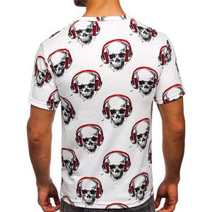 T-shirt décontracté en maille pour homme, imprimé par transfert thermique, à manches courtes, style urbain, anti-boulochage, respirant, couleur unie, coupe ample - Product Image 6