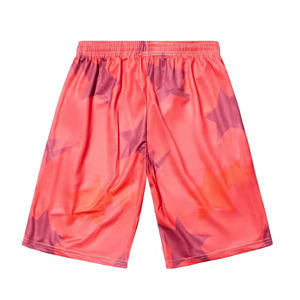 <b>Men's</b> Diamond <b>Shorts</b> 100% Polyester Mesh in Black & Turf Orange Solid Pattern with <b>Elastic</b> <b>Waistband</b> and Striped Knit Tape - Product Image 5
