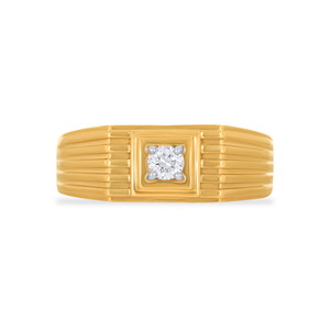 Bague Chevalière Solitaire de Luxe pour Homme en Or Jaune 18K avec Diamant Taille Brillant Sertie en Bezel, Alliance de Mariage, Bijoux Fins pour Fête, Vente en Gros - Product Image 3