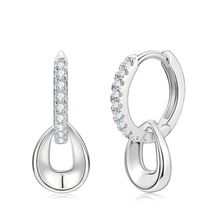 Pendientes de Aro de Oro con Moissanita y Colgante Circular, Joyería de Moda Brillante, Regalo de Lujo para Mujer - Product Image 1