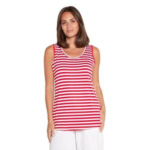 Camiseta sin mangas a rayas para mujer, mezcla de algodón, informal, de verano, ligera, transpirable, cómoda, a la moda - Product Image 1