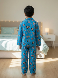 Pyjamas en pur coton pour enfants, ensembles chemise et pantalon, très confortables pour toutes les saisons, coton premium, imprimé mangue sur la robe. - Product Image 3