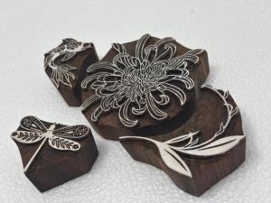 Hand Carved Wooden Printing Blocks <b>Floral</b> Design Wood Stamp Blocks for Textile Printing Craft and DIY Projects - Product Image 5
