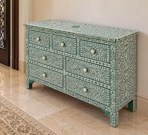 Commode en bois de style arabe moderne et luxueux avec incrustations en os noir, tiroirs pour chambre à coucher, salon, meubles de maison, cuisine - Product Image 5