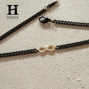 Modern Infinity Charm Bracelet Men's/Unisex Black <b>Chain</b> Bracelet with Gold Infinity Symbol <b>Iced</b> <b>Out</b> CZ Diamond Infinity Jewelry - Product Image 3